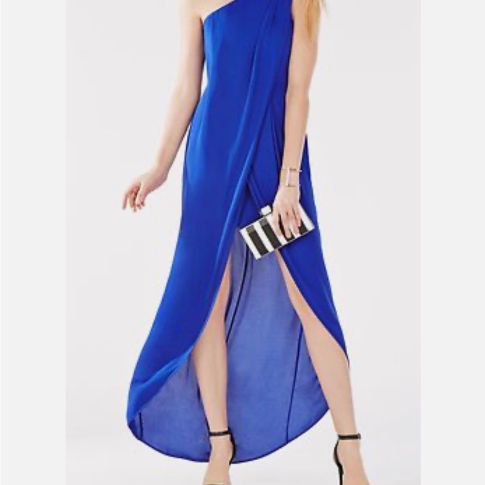 BCBGMaxazria Royal Blue One-Shoulder Dress